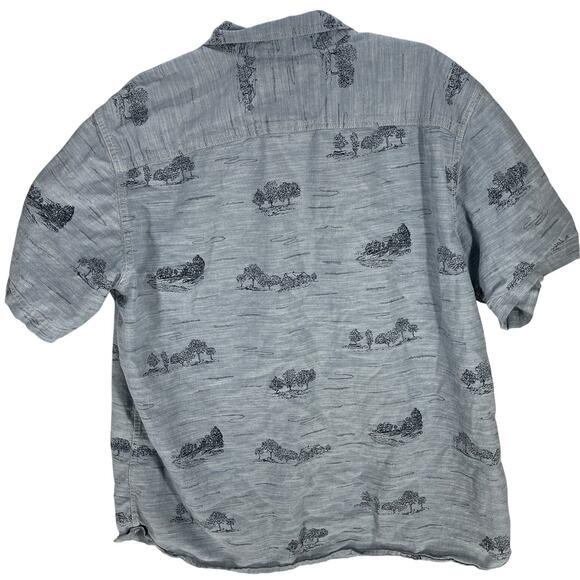 Outdoor Life Button Up Shirt Mens XL Blue Trees Forest Short Sleeve 100% Cotton - Picture 2 of 7